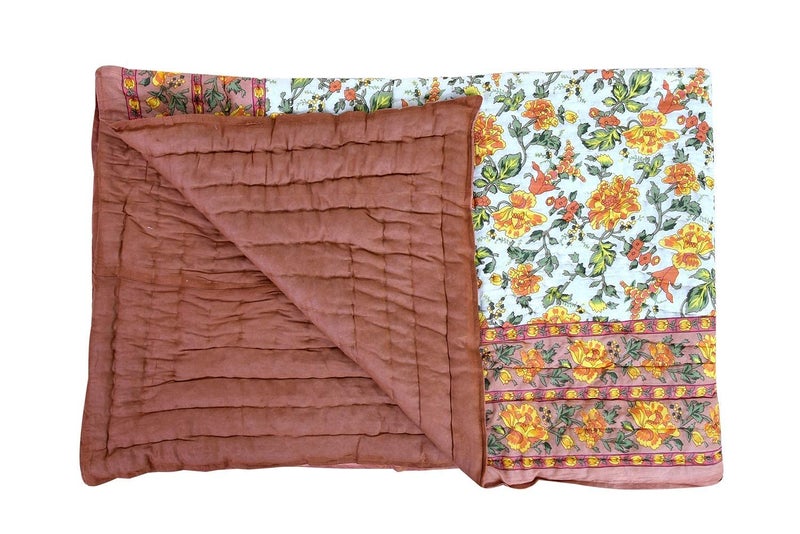 Traditional Famous Jaipuri Beautiful Floral Print Jaipuri Rajai Pure Cotton Quilt Single Bed BlanketRazai Ac Comforter - Image 4
