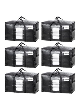 TAILI Extra Large Moving Bags, 6 Pack Black Heavy Duty Totes For Storage with Visible Window, Wrap Around Handles, Storage Bags for Space Saving, Alternative to Moving Boxes - pzsku/Z116D3747D83BDE6565C3Z/45/1751004974/06cc3ce2-27b5-4e93-9c72-171004f7cecf