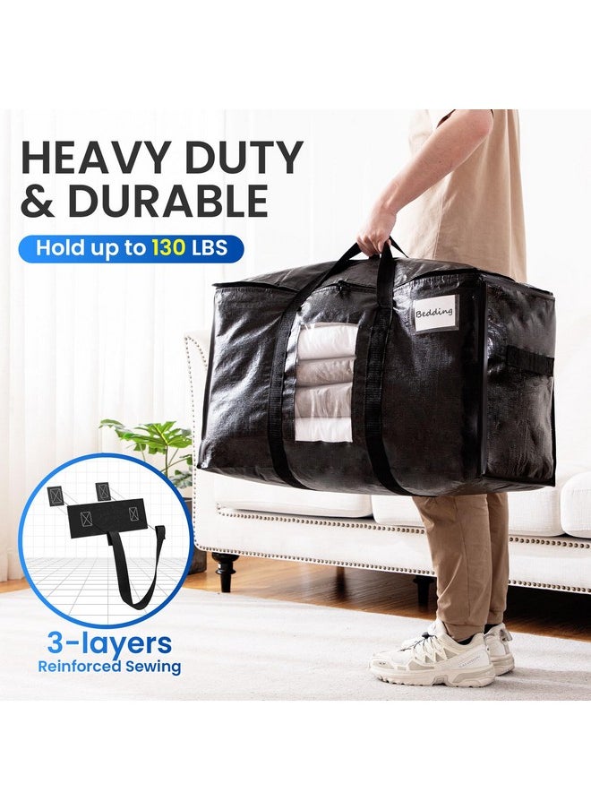 Taili TAILI Extra Large Moving Bags, 6 Pack Black Heavy Duty Totes For Storage with Visible Window, Wrap Around Handles, Storage Bags for Space Saving, Alternative to Moving Boxes  - Image 4