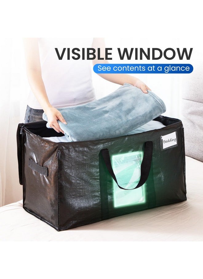 Taili TAILI Extra Large Moving Bags, 6 Pack Black Heavy Duty Totes For Storage with Visible Window, Wrap Around Handles, Storage Bags for Space Saving, Alternative to Moving Boxes  - Image 2