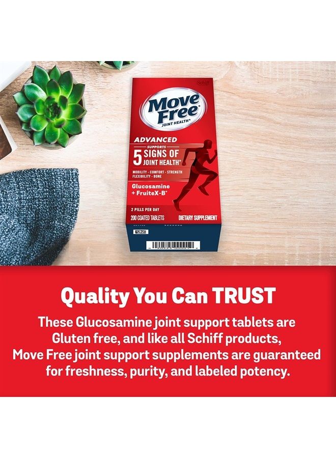 Move Free مكمل دعم المفاصل المتقدم جلوكوزامين كوندروايتين + كالسيوم فركتوبورات، يدعم الراحة والحركة والقوة والمرونة والعظام - 200 قرص (100 حصة)* - Image 5
