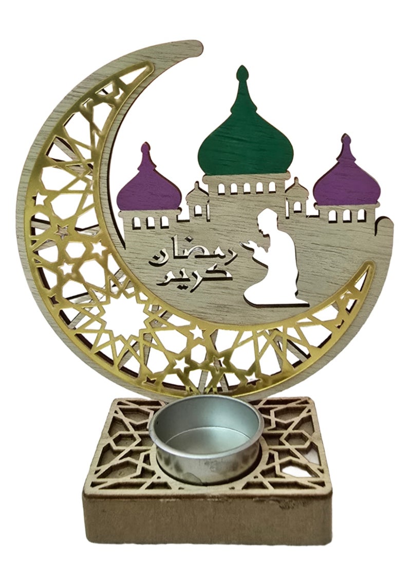 الزعابية حامل شموع أنيق على شكل هلال ومسجد - رمضان كريم - Image 1
