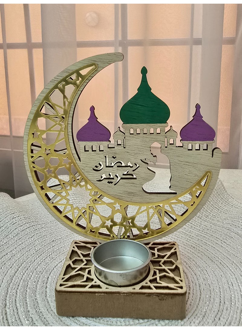 الزعابية حامل شموع أنيق على شكل هلال ومسجد - رمضان كريم - Image 2