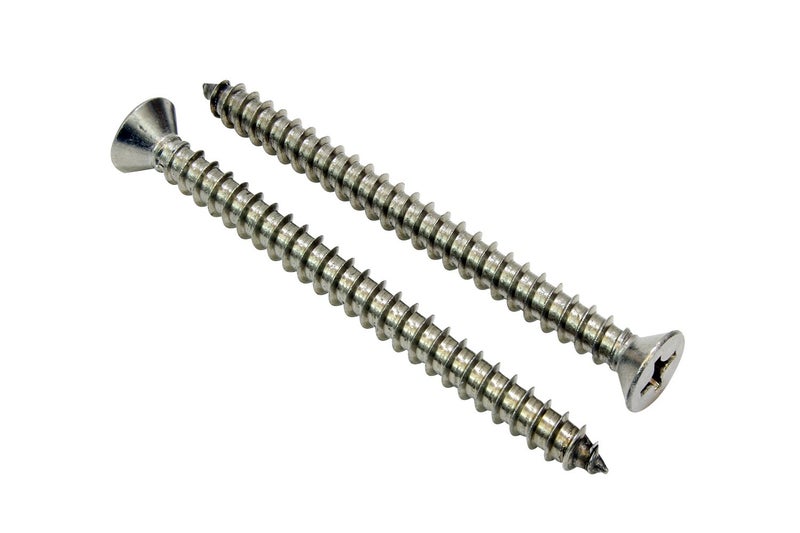 Bolt Dropper #14 X 3'' Stainless Steel Flat Head Phillips Wood Screw, (25 pc), 18-8 (304) Stainless Steel Sheet Metal Screws - Type A Point, Plain Finish - Image 1