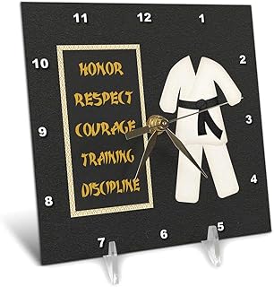 3DROSE 3dRose dc_180798_1 Karate Karategi Uniform Black Belt Honor Respect Courage Train Discipline-Desk Clock, 6 by 6-Inch - Image 1