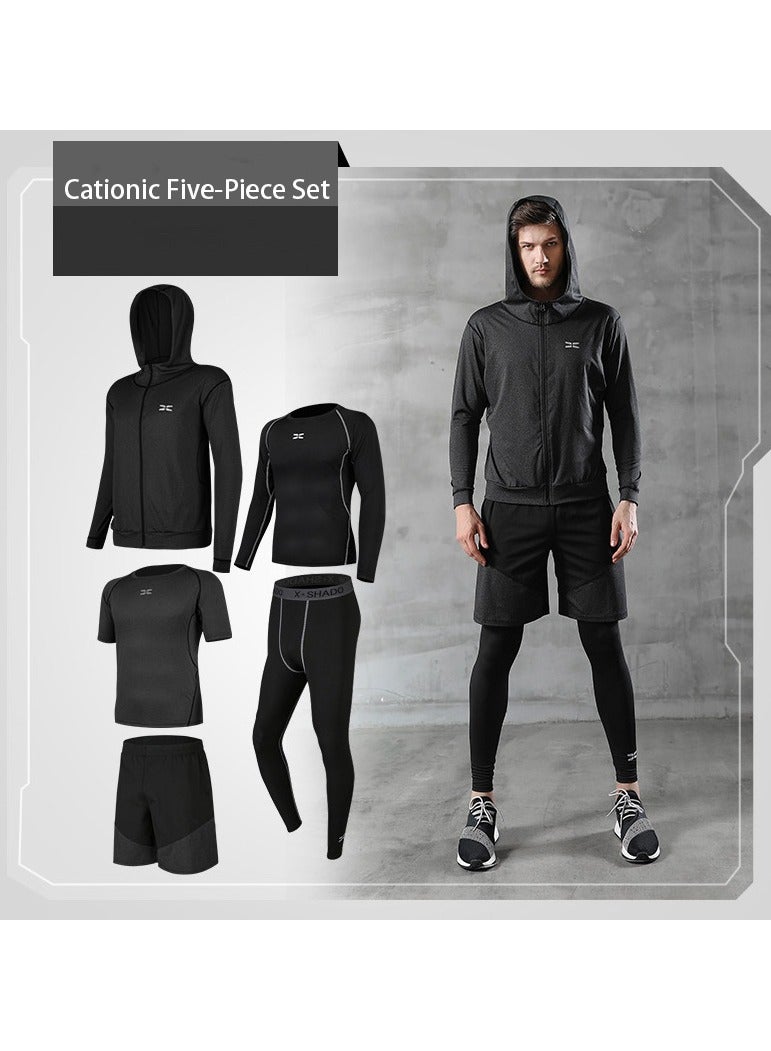 Joychic Men's 5-Piece Sports Running Set Tight-fitting And Breathable Gym Clothes Moisture-Wicking And Breathable Multi-Functional Gym Wear  - Image 1
