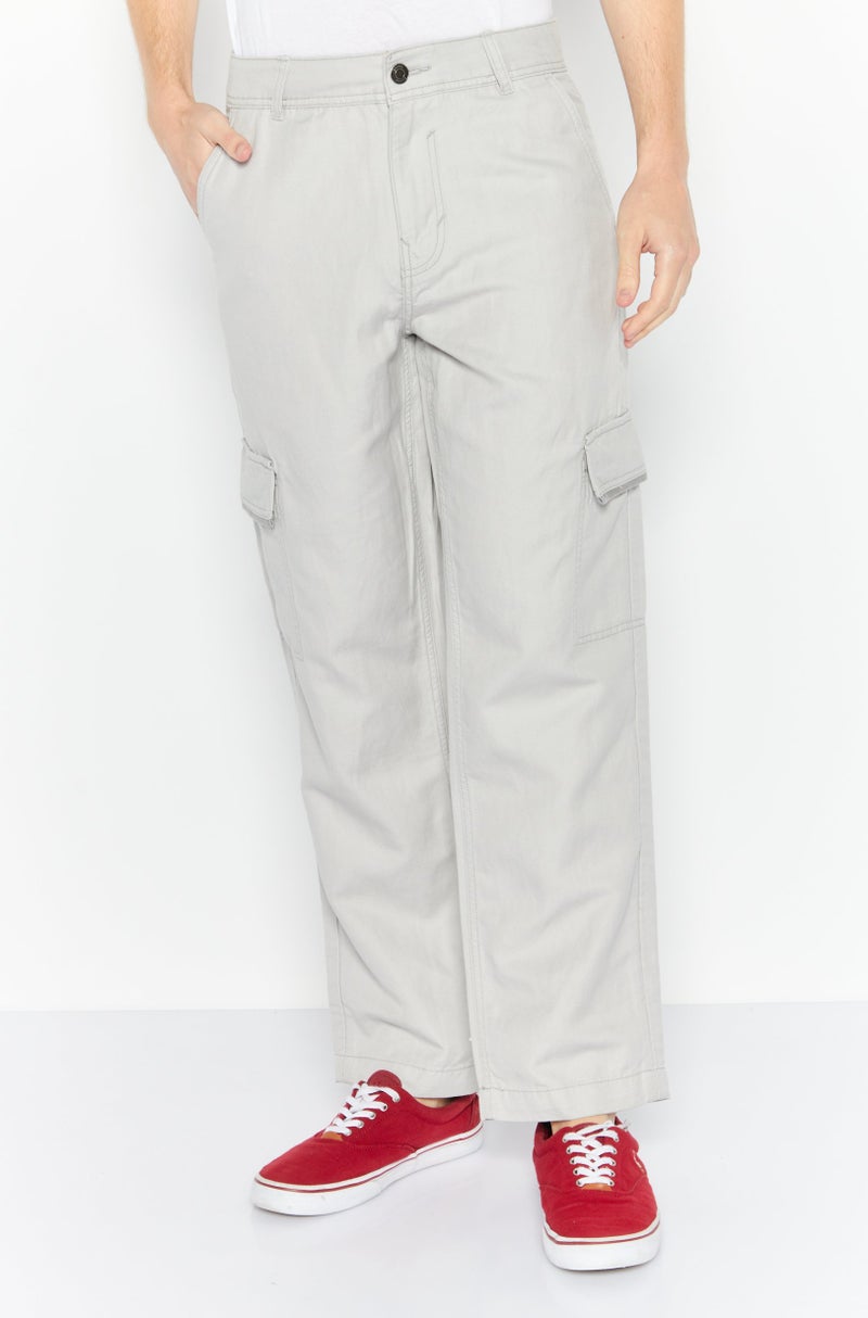 ESPRIT سروال كارجو عادي للرجال، رمادي فاتح - Image 1