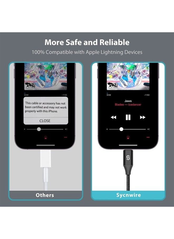 Syncwire - [Apple MFI Certified] iPhone Headphone Adapter, Syncwire iPhone Aux Jack Adapter, Lightning to 3.5mm Dongle for iPhone 14/13/12/11 Pro Max/Pro/Plus/Mini/XR/XS/8/7 Plus-Black 10cm - Image 1