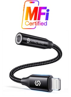 [Apple MFI Certified] iPhone Headphone Adapter, Syncwire iPhone Aux Jack Adapter, Lightning to 3.5mm Dongle for iPhone 14/13/12/11 Pro Max/Pro/Plus/Mini/XR/XS/8/7 Plus-Black 10cm