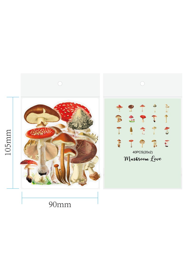 Generic 1 x 5 pcs Waterproof Tulip Stickers Pack for Journaling MUSHROOM-green MUSHROOM LOVE 40/bag