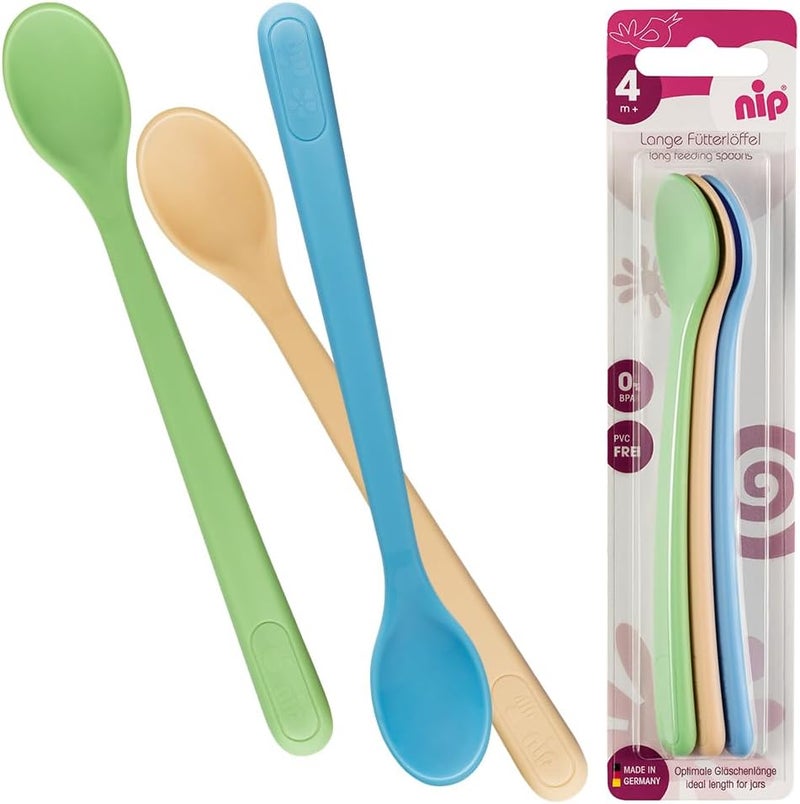 nip Modern look Soft-Tip Baby Feeding Spoon Set, Pack of 3 – Easy Hold Weaning Spoons for Infants 4 Months+, Dishwasher Safe Utensils with Soft Edges for Self-Feeding and Food,Made in Germany,Multicolor All condition resistant crafted quality - Image 1