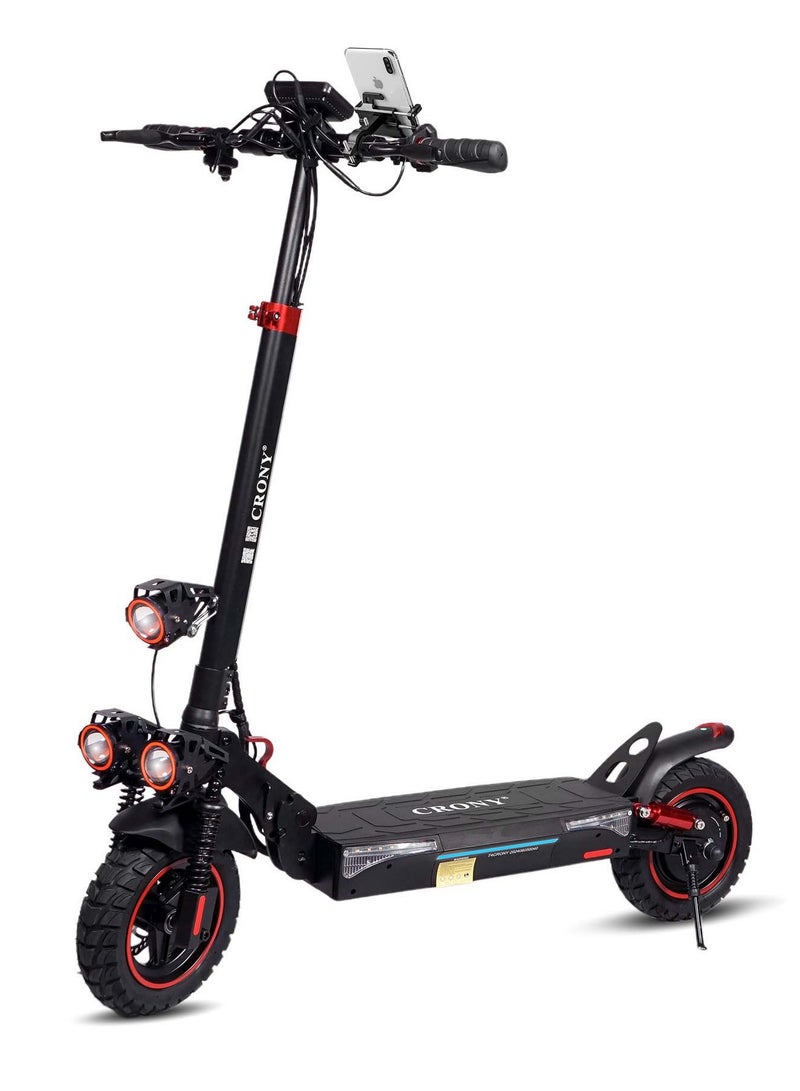 Crony T4 Big Display Electric Scooter 2000W Brushless Motor, 40-65KM/H High-Speed Adult Electric Scooter, 48V/13AH Long-Range Battery, Foldable Off-Road E-Scooter With 10” All-Terrain Tires, Dual Suspension & Hydraulic Disc Brakes, Triple LED Headlamps, App-Connected Smart Lock, Portable Commuter E-Bike, Aluminum Frame 120KG Heavy-Duty Load, Urban Mobility Electric Skateboard - Image 1