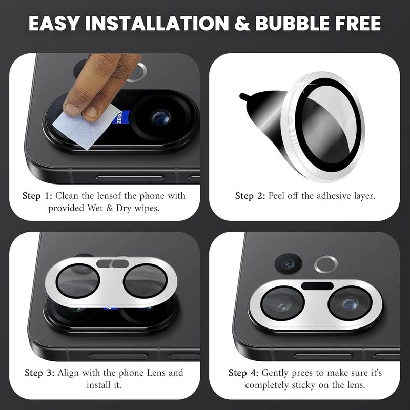FIRST MART Premium Camera Lens Protection For Vivo X200 FE (6.31 Inches) With Edge-to-Edge Protector Coverage and Installation Kit |Silver, Pack of 1 - Image 2