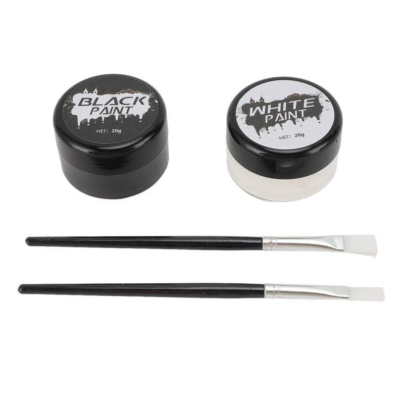 Black and White Face Body Paint: 2-Color Cream Pigment - Long-Lasting Crack-Resistant, Easy To Apply Remove Face Body Paint Set for Festival Parties, Cosplay, Special Effects Makeup - Image 5