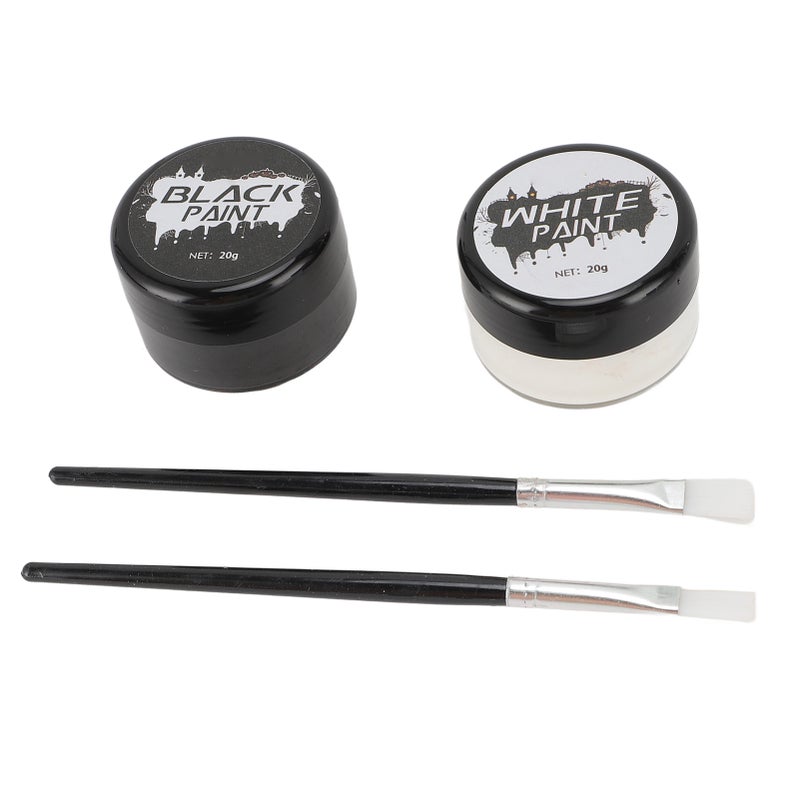 Black and White Face Body Paint: 2-Color Cream Pigment - Long-Lasting Crack-Resistant, Easy To Apply Remove Face Body Paint Set for Festival Parties, Cosplay, Special Effects Makeup - Image 2