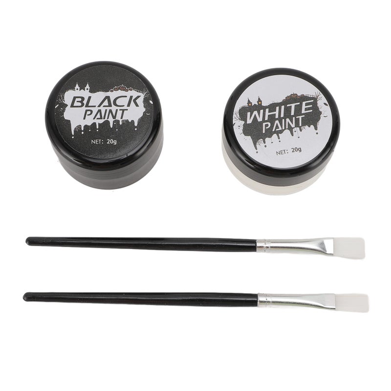 Black and White Face Body Paint: 2-Color Cream Pigment - Long-Lasting Crack-Resistant, Easy To Apply Remove Face Body Paint Set for Festival Parties, Cosplay, Special Effects Makeup - Image 4
