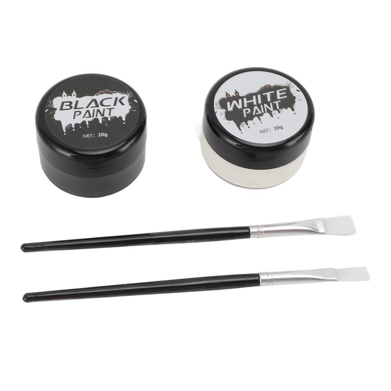 Black and White Face Body Paint: 2-Color Cream Pigment - Long-Lasting Crack-Resistant, Easy To Apply Remove Face Body Paint Set for Festival Parties, Cosplay, Special Effects Makeup - Image 3