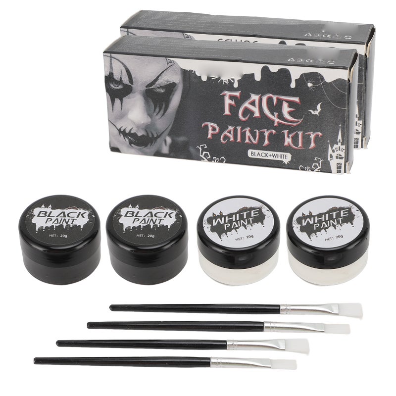 Black and White Face Body Paint: 2-Color Cream Pigment - Long-Lasting Crack-Resistant, Easy To Apply Remove Face Body Paint Set for Festival Parties, Cosplay, Special Effects Makeup - Image 1