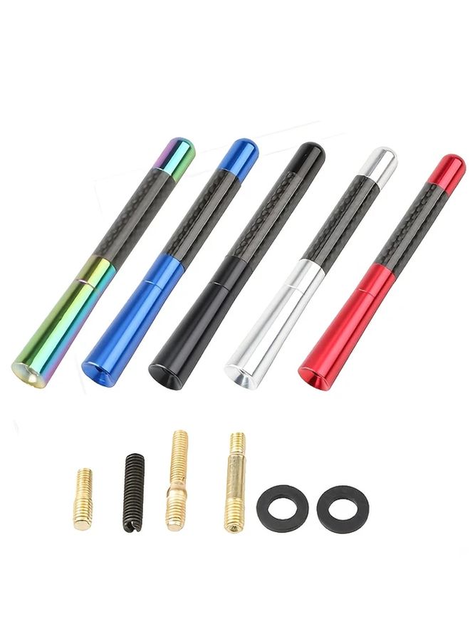 Black Carbon Fiber Short Car Radio Antenna 12cm Durable Stylish Universal Fit - Image 1