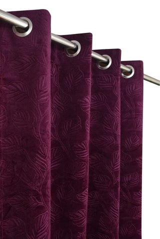 MOGNE FAB Heavy Velvet Room Darkening Beautiful Leaf Print Eyelet Set of 2 Wine Curtains 7 Feet Door for Living Drawing Room Bedroom Office Hall - pzsku/Z116D9E9BF65A49E35252Z/45/1746724077/43598de8-cdcb-4b04-942f-19c32e9ab55c