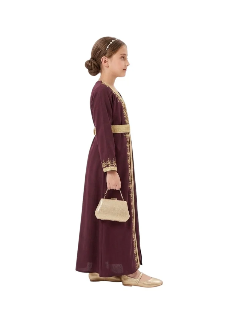 Bidani Traditional Embroidered Jalabiya - Burgundy