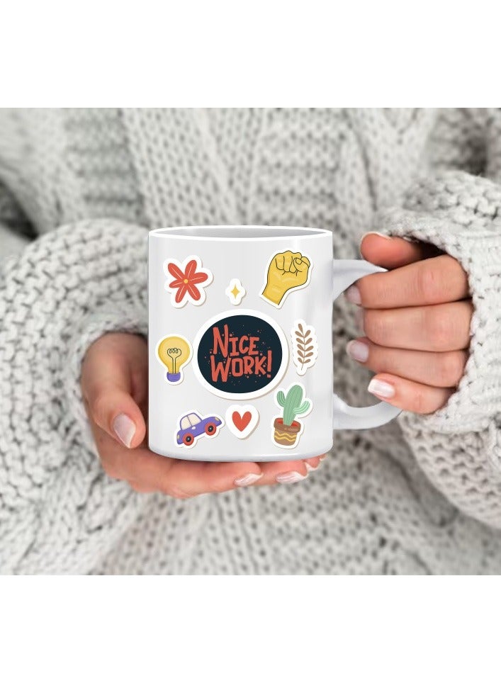 Phone Planet nice work mug for tea and coffee with a comfortable handle multicolored