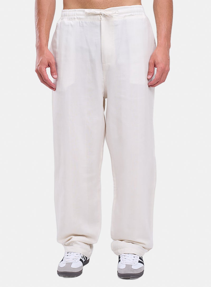 bowline Elastic Waistband Textured Cotton Sweatpants - Image 1