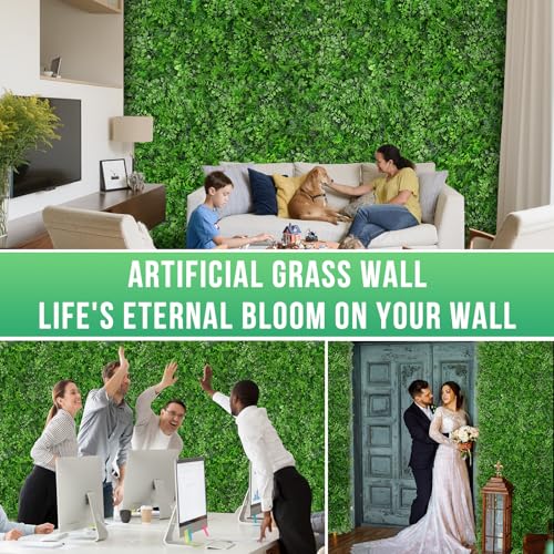 Grooy 20"x20" Artificial Hedge Grass Wall, 8PCS Boxwood Panels, Greenery Backdrop Panles, UV Protected Privacy Fence Screen, Green Wall Decor for Outdoor Indoor Wedding Décor - Image 5