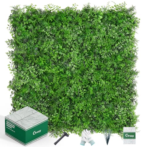 Grooy 20"x20" Artificial Hedge Grass Wall, 8PCS Boxwood Panels, Greenery Backdrop Panles, UV Protected Privacy Fence Screen, Green Wall Decor for Outdoor Indoor Wedding Décor - Image 1
