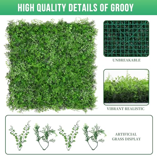 Grooy 20"x20" Artificial Hedge Grass Wall, 8PCS Boxwood Panels, Greenery Backdrop Panles, UV Protected Privacy Fence Screen, Green Wall Decor for Outdoor Indoor Wedding Décor - Image 2