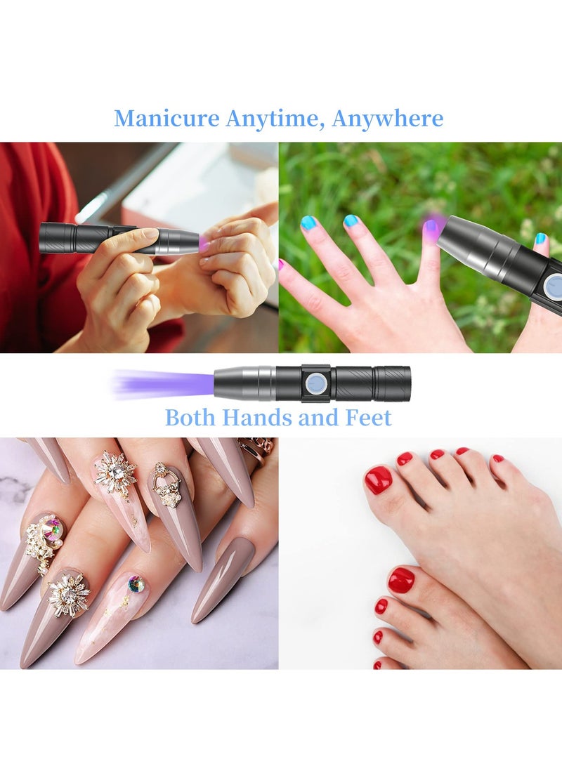 SYOSI Mini Led Nail Lamp, Portable UV Flashlights Light for Gel Nails, Rechargeable Gel UV Led Nail Lamp, Gel Uv Led Nail Lamp for Girl Woman Home, Black - Image 3