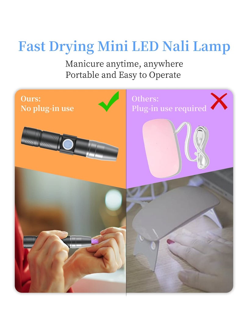 SYOSI Mini Led Nail Lamp, Portable UV Flashlights Light for Gel Nails, Rechargeable Gel UV Led Nail Lamp, Gel Uv Led Nail Lamp for Girl Woman Home, Black - Image 2