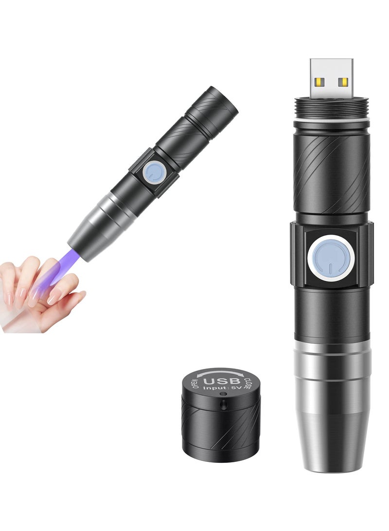 SYOSI Mini Led Nail Lamp, Portable UV Flashlights Light for Gel Nails, Rechargeable Gel UV Led Nail Lamp, Gel Uv Led Nail Lamp for Girl Woman Home, Black - Image 1