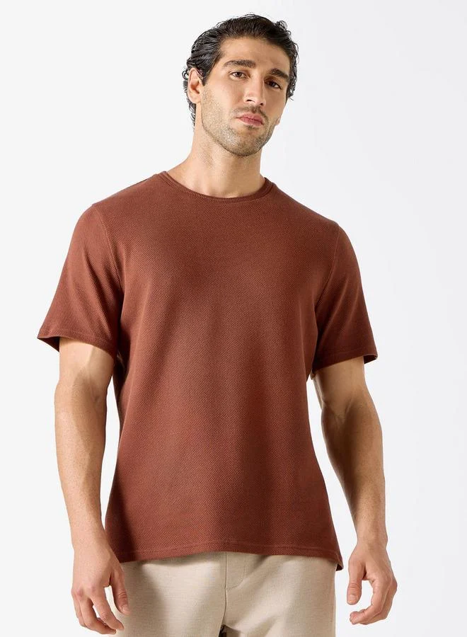 Iconic Textured Knit T-shirt with Short Sleeves