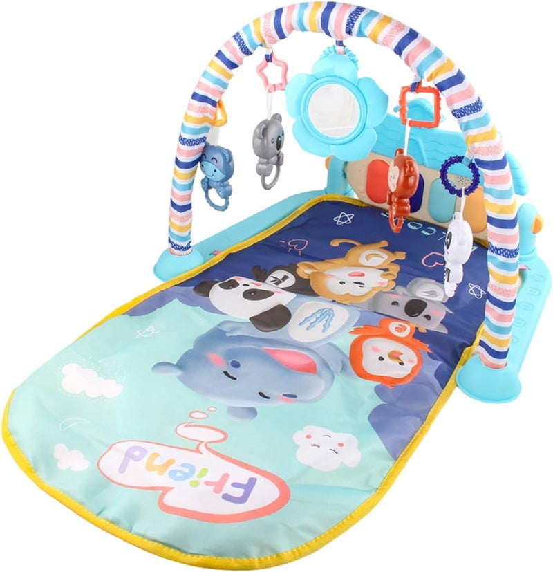 klarako Baby Kick and Play Piano Gym Newborn Music Fitness Rack Play Mat 2 in 1 Infant Game Carpet Crawling Mat Educational Toys for 0 18 Months Baby  Blue B - Image 3