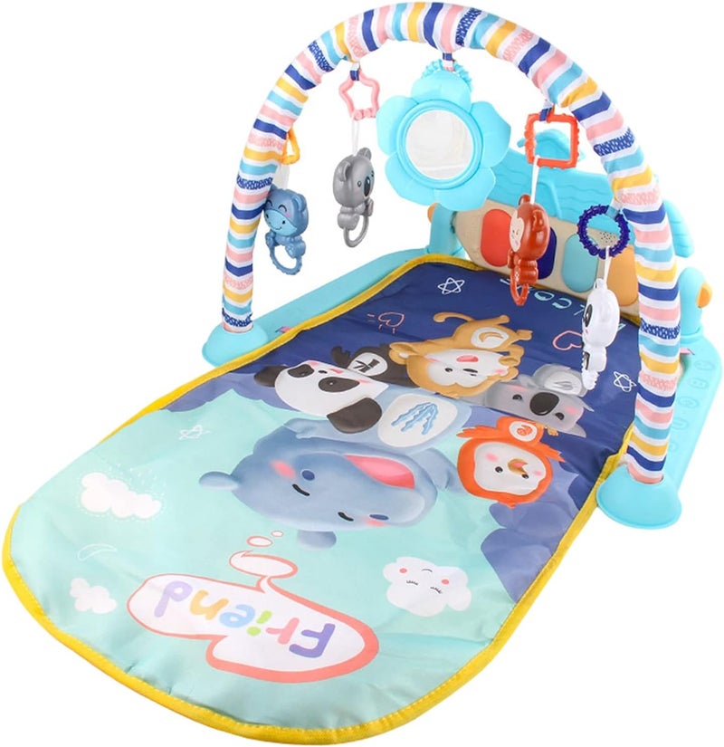 klarako Baby Kick and Play Piano Gym Newborn Music Fitness Rack Play Mat 2 in 1 Infant Game Carpet Crawling Mat Educational Toys for 0 18 Months Baby  Blue B - Image 1