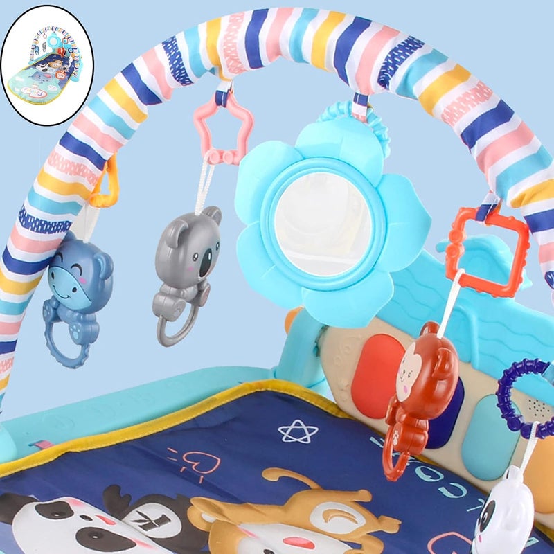 klarako Baby Kick and Play Piano Gym Newborn Music Fitness Rack Play Mat 2 in 1 Infant Game Carpet Crawling Mat Educational Toys for 0 18 Months Baby  Blue B - Image 2