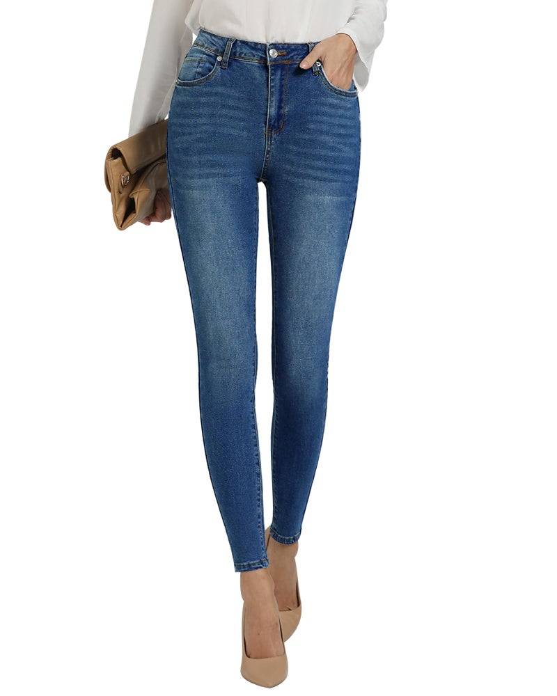 GRAPENT Cute Outfits for Women Woman Clothes Elastic Waist Jeans High Waisted Jeggings for Women Tummy Control Jeans Slim Fit Tummy Control Jeggings Color Dark Blue Large Size 12 Size 14 - Image 1