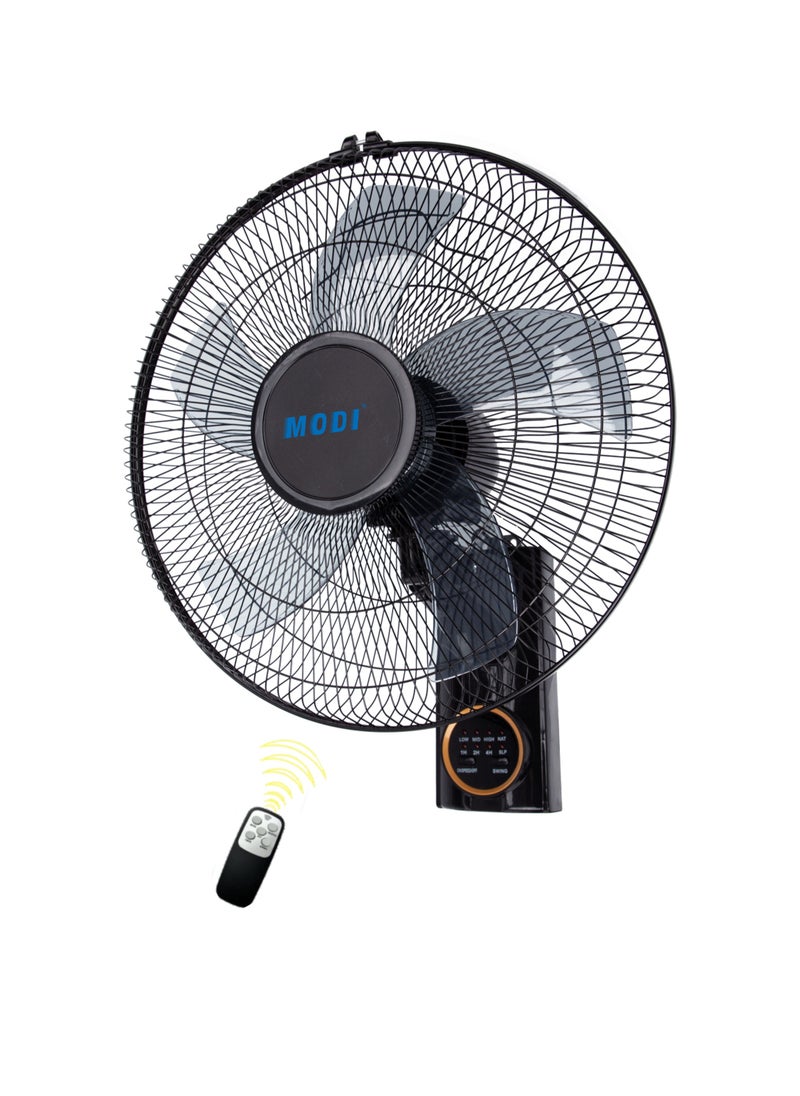 MODI - 16" Wall Fan| High Performance Fan with 3-Speed Controls, 5 Leaf Blades and Remote Control | Adjustable Tilt Angle and Efficient Cooling| High Performance Motor for High Speed Wind With Timer - Image 1