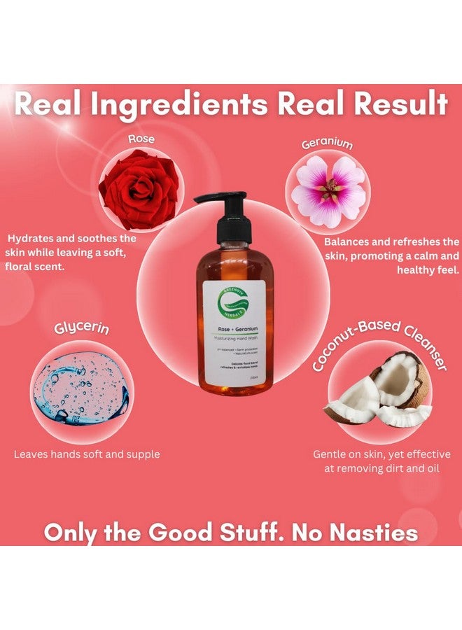 Greenviv Natural Handwash Liquid Rose & Geranium, 270ML, Anti Bacterial Moisturizing Hand Wash - Image 5