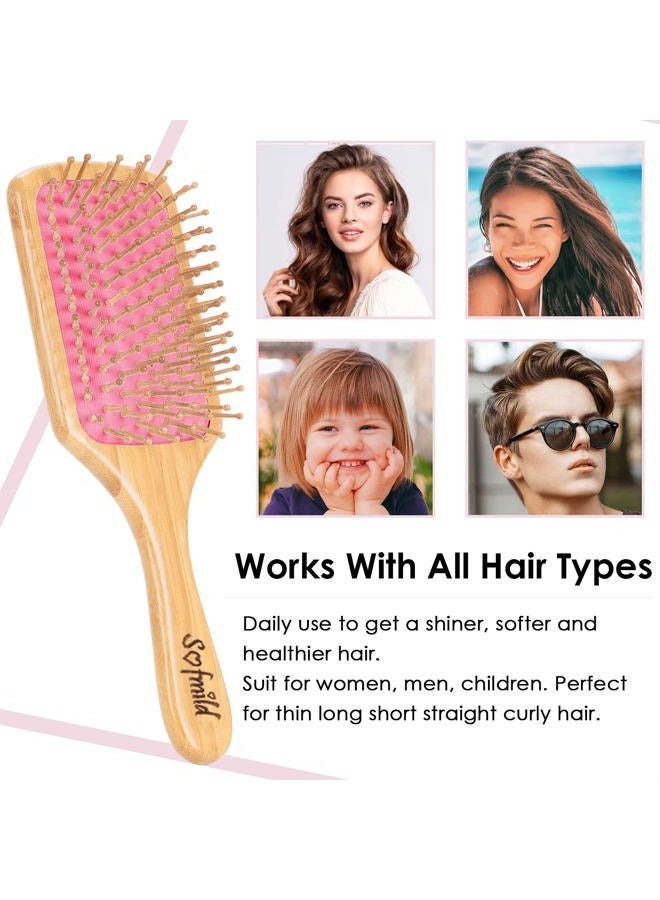 Sofmild Hair Brush-Natural Wooden Bamboo Brush-Eco Friendly Detangle Paddle Hairbrush for Women Men and Kids Massage Scalp Increase Hair Growth - Image 5