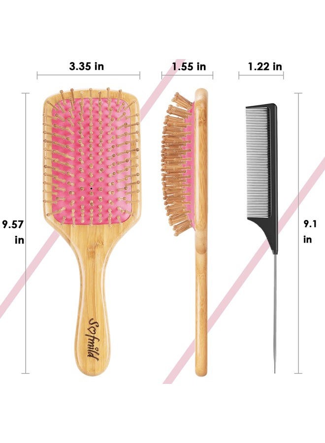 Sofmild Hair Brush-Natural Wooden Bamboo Brush-Eco Friendly Detangle Paddle Hairbrush for Women Men and Kids Massage Scalp Increase Hair Growth - Image 4