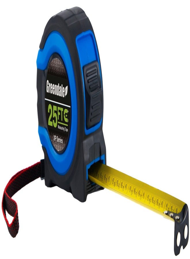 Greendale - 25 ft Tape Measures - Easy to Read Fractions to 1/8th inch - Magnetic Tip - Thumb and Quick Lock - Autowind - Belt Clip - Red/Orange (1, 25ft - Blue) - Image 1