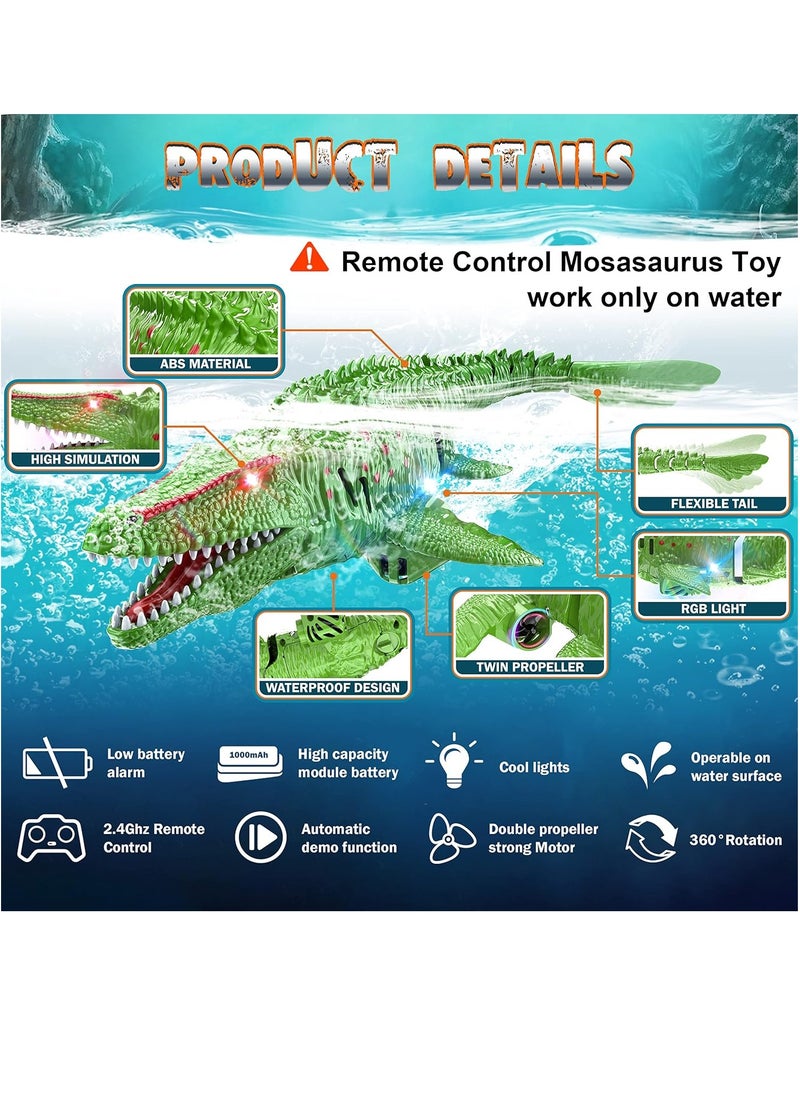 lakia - Remote Control Dinosaur, 2.4G Water Toys RC Boat with LED Lights Module Batteries Boat for Swimming Pool Lake Bathroom Bath Birthday Party Kids Boys Girls - Image 1