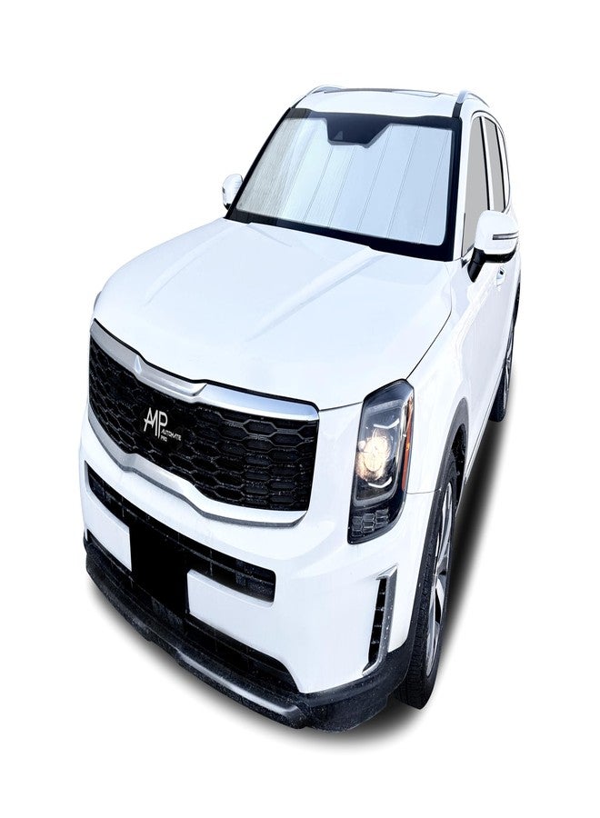 AutoMate Pro واقي الشمس القابل للطي والمصمم خصيصًا للزجاج الأمامي لشاحنات فورد رينجر، XL XLT Lariat Raptor، 2025 2024، واقي مدمج من الأشعة فوق البنفسجية، خفيف الوزن ومرن وصلب (صنع في الولايات المتحدة الأمريكية) - Image 3