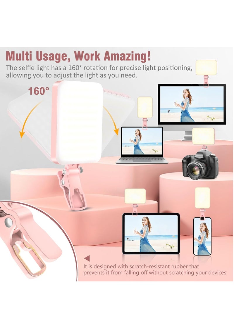 60 LED Portable Selfie Light Video Conference Lighting with Clip  Camera Tripod Adapter Rechargeable 2200mAh CRI 97+, 3 Light Modes for Phone iPhone Webcam Laptop Photo Makeup - Image 2