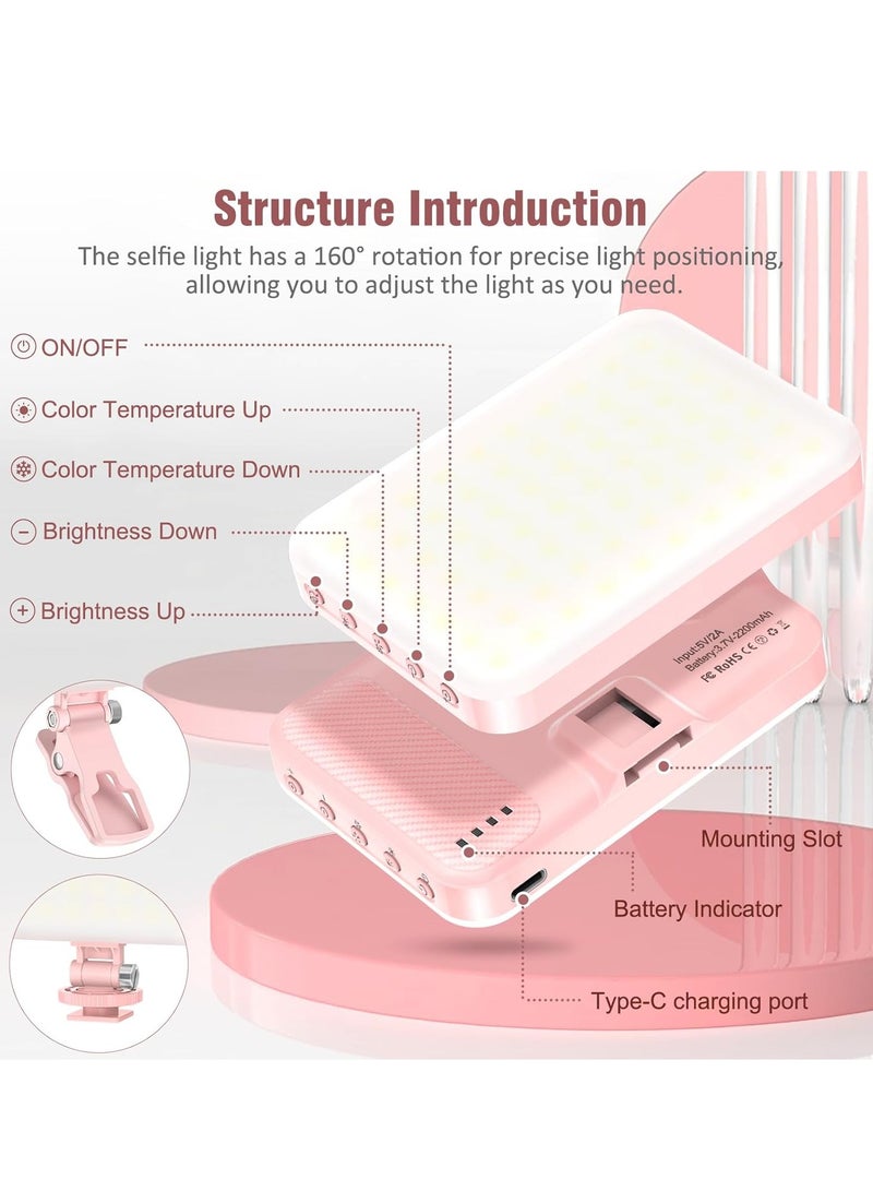 60 LED Portable Selfie Light Video Conference Lighting with Clip  Camera Tripod Adapter Rechargeable 2200mAh CRI 97+, 3 Light Modes for Phone iPhone Webcam Laptop Photo Makeup - Image 4