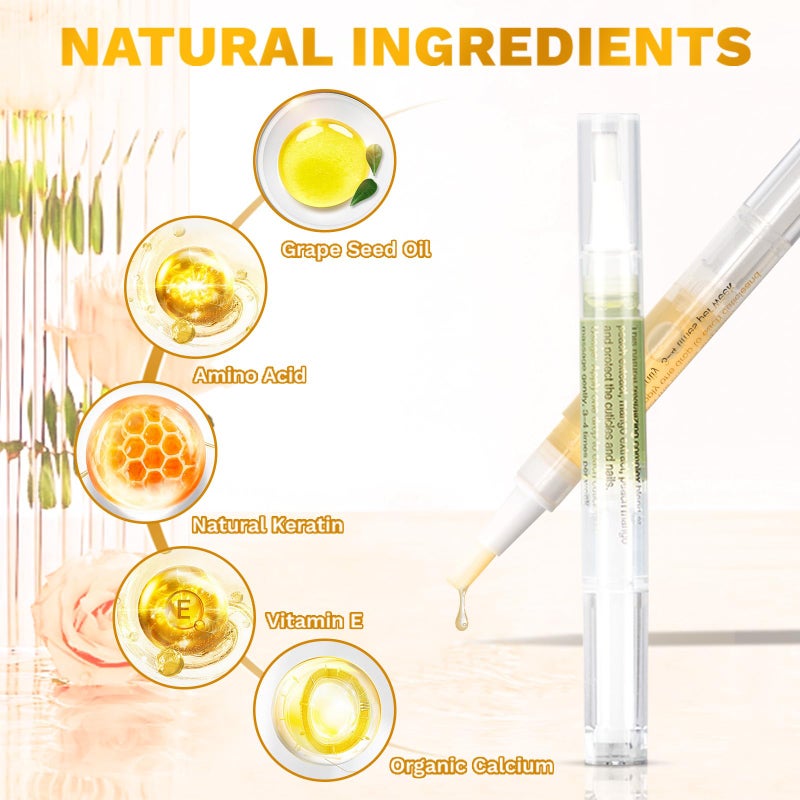 Meschett 2PCS Cuticle Oil Pens for Nail Care,Cuticle Revitalizer Oil Pen with Soft Brush,Cuticle Oil to Prevent Nail Cracking and Dry (Pineapple & Orange Flavor) - Image 3