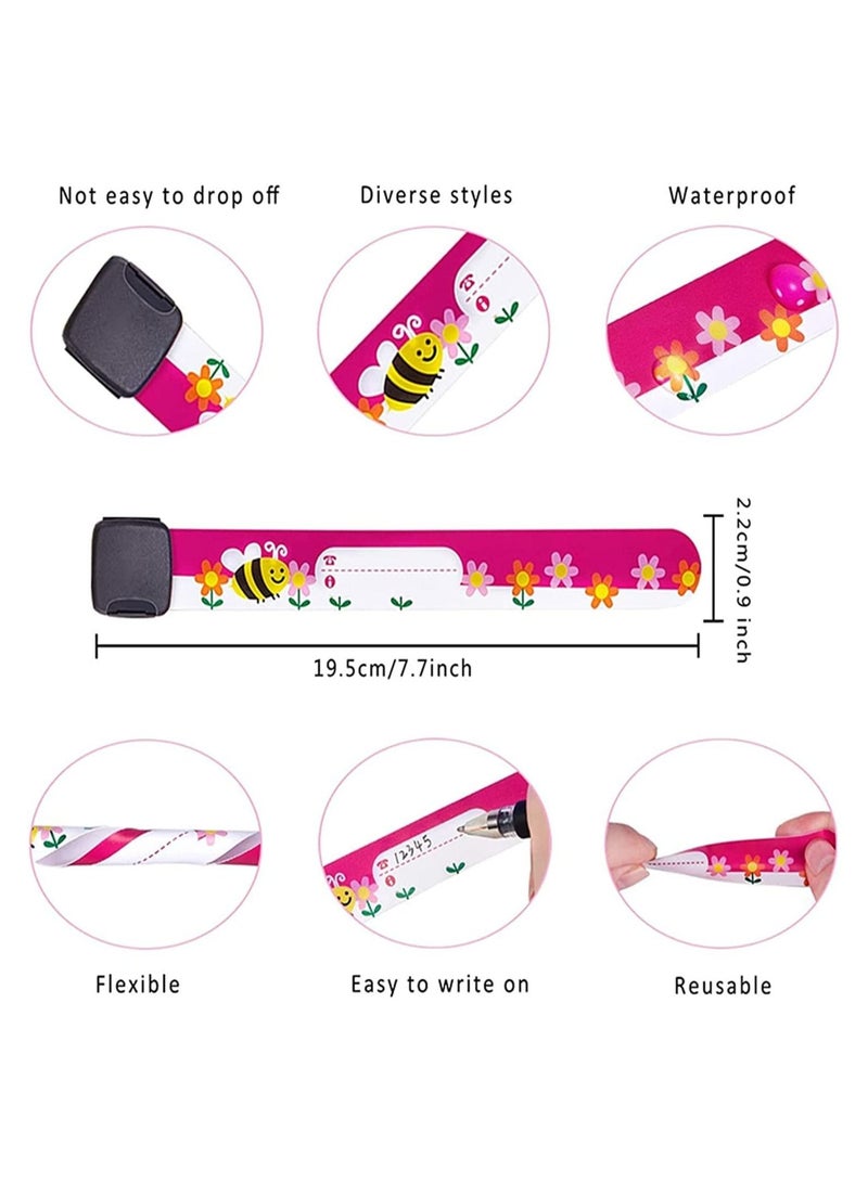 14 Pieces Child Safety ID Wristband Cartoon Pattern Adjustable Waterproof Bracelet Reusable Boys and Girls Outdoor Activities Anti-Lost Identification Bracelet Information Band - Image 3