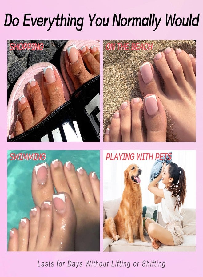 Lifextol 150PC Press on Toenails for Women Fake Toe Press on Nails French Tip Toe Nail Press ons with Sticky Tabs, 15 Size Fake Toenails Press ons Acrylic Toe Nail Tips Kit Pink Press on Toe Nails-H - Image 5